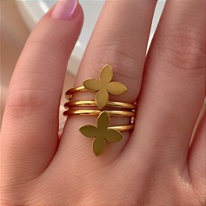 BRACELETE TRÊS FIOS LISOS DOURADO AÇO 316L⭐️