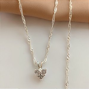COLAR CORAÇÃO PEDRAS ZIRCÔNIAS FORMATOS FOLHEADO A OURO 18K⭐️