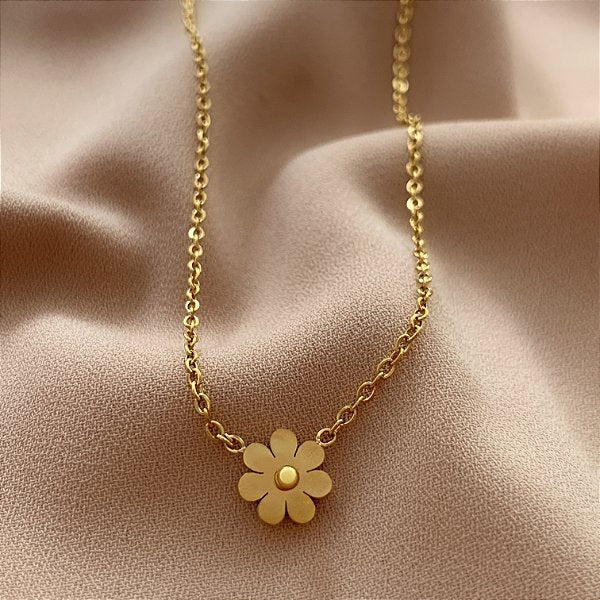 COLAR FLOR MINI DELICADA DOURADO AÇO 316L⭐️
