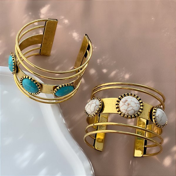 PULSEIRA / BRACELETE BOHO CHIC DOURADO BIJU