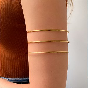 BRACELETE DOIS FIOS LISOS DOURADO AÇO 316L⭐️
