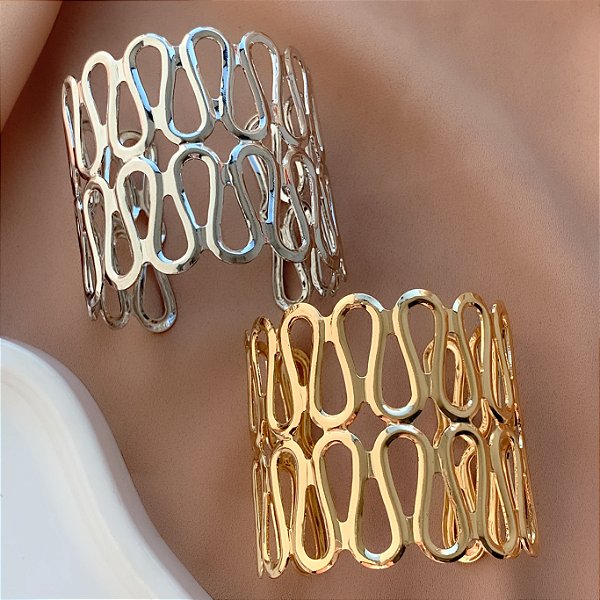 PULSEIRA / BRACELETE FIOS ONDULADOS ESTREITOS BIJU